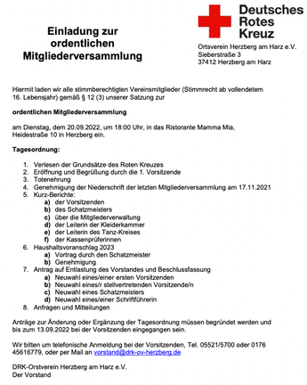 20.09.2022 Mitgliederversammlung