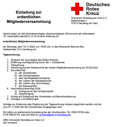 14.11.2023 Mitgliederversammlung